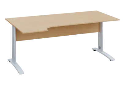 ERK 28 - 184 stůl kancelářský, rohový, levý, kovová podnož bílá, deska 25 mm, široký 1800 mm, bříza irská